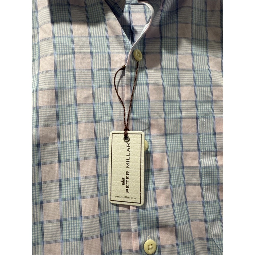 BNWT Peter Millar Men's Button Up Casual Blue & Pink Shirt Men's Size 2XL Rare - Picture 3 of 8